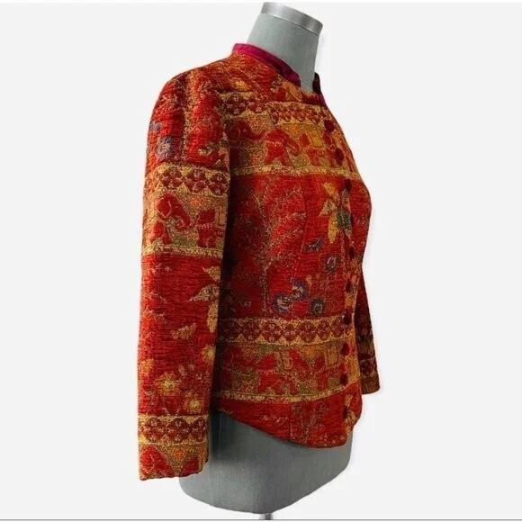 KAMARA by Maroti Ildiko Multicolor Quilted Jacquard Elephant Print Blazer S